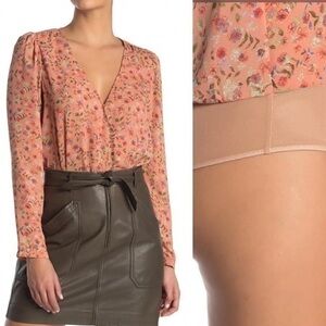 Lush In Bloom coral Floral Bodysuit